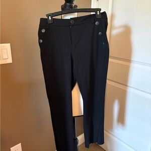 Cabi Trousers - Navy Button-Accent Dress Pants